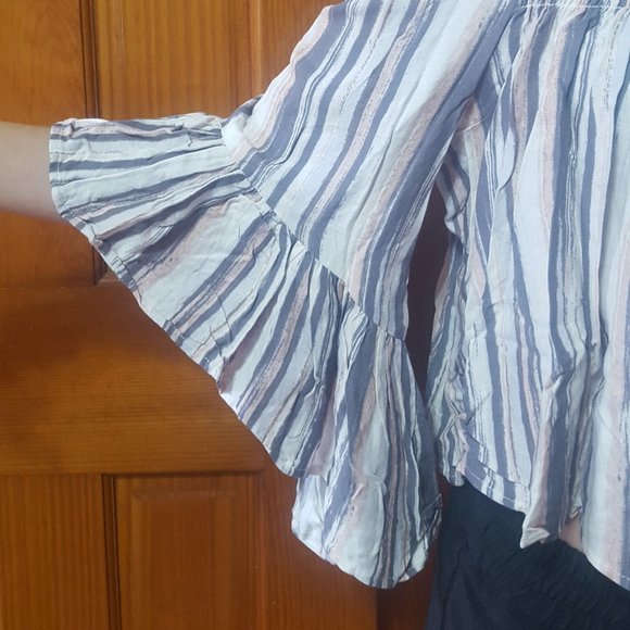 Womens off the shoulder raglan flounce sleeve top - Picture 5 of 7